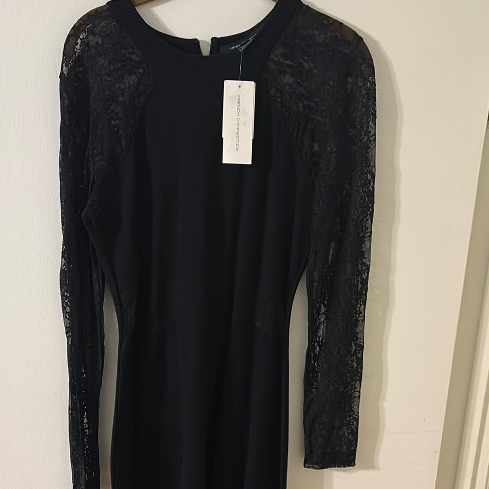 Elegant Black Lace Sleeve Dress
